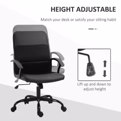 Vinsetto PVC Leather & Mesh Panel Office Chair Swivel Seat w/ Padding Ergonomic