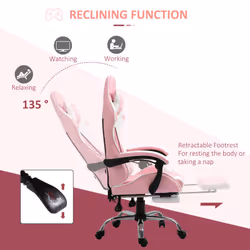 Vinsetto Racing Gaming Chair w/ Lumbar Support, Office Gamer Chair, Pink