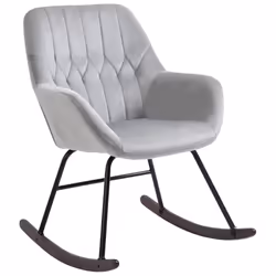 HOMCOM Modern Rocking Armchair Foam Padding Metal Frame Home Grey