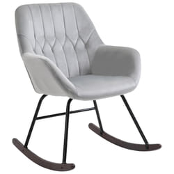 HOMCOM Modern Rocking Armchair Foam Padding Metal Frame Home Grey
