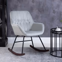 HOMCOM Modern Rocking Armchair Foam Padding Metal Frame Home Grey