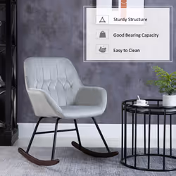 HOMCOM Modern Rocking Armchair Foam Padding Metal Frame Home Grey