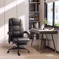 Vinsetto PU Leather Massage Office Chair Height Adjustable Computer Chair Black