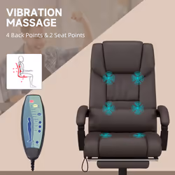 Vinsetto PU Leather Massage Office Chair Height Adjustable Computer Chair Brown