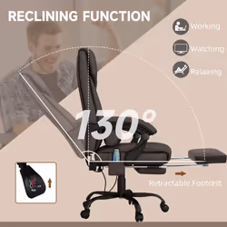 Vinsetto PU Leather Massage Office Chair Height Adjustable Computer Chair Brown - Additional view 5