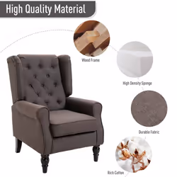 HOMCOM Accent Armchair Home Furniture Retro Tufted Club Wood Fabric Brown - Additional view 5