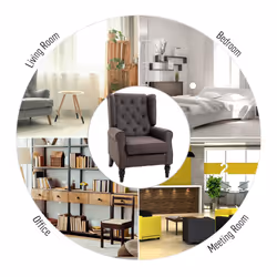 HOMCOM Accent Armchair Home Furniture Retro Tufted Club Wood Fabric Brown - Additional view 6