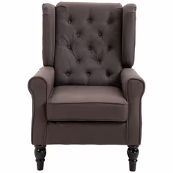 HOMCOM Accent Armchair Home Furniture Retro Tufted Club Wood Fabric Brown - Additional view 7