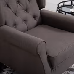 HOMCOM Accent Armchair Home Furniture Retro Tufted Club Wood Fabric Brown - Additional view 8