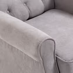 HOMCOM Accent Armchair Home Furniture Retro Tufted Club Wood Fabric Grey - Additional view 7