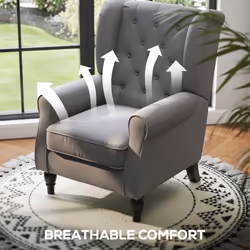 HOMCOM Accent Armchair Home Furniture Tufted Club Wood Fabric, Dark Grey - Additional view 5