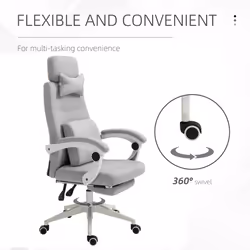 Vinsetto Home Office Chair Reclining Computer Chair w/ Lumbar Support Grey