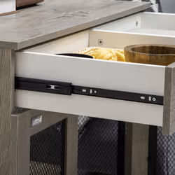 PawHut Modern Pet Crate End Table w/ Double Doors, Drawer, for Medium Dogs - Additional view 7