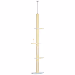 PawHut 260cm Height Adjustable Floor-To-Ceiling Cat Tower w/ Anti-Slip Kit - Additional view 8