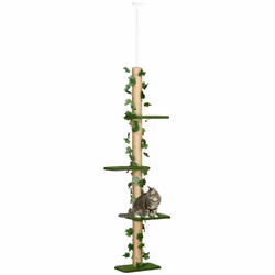 PawHut 242cm Adjustable Floor-To-Ceiling Cat Tower w/ Anti-Slip Kit - Green - Additional view 8