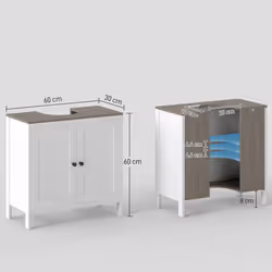 kleankin Bathroom Sink Cabinet, Freestanding Under Sink Cabinet Adjustable Shelf - Additional view 7