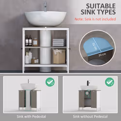 kleankin Bathroom Sink Cabinet, Freestanding Under Sink Cabinet Adjustable Shelf - Additional view 8