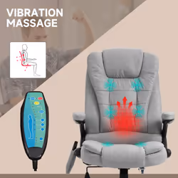 Vinsetto Office Chair w/ Heating Massage Points Relaxing Reclining Grey