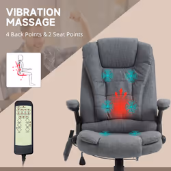 Vinsetto Office Chair with Heating Massage Points, Relaxing Reclining, Grey
