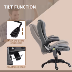 Vinsetto Office Chair with Heating Massage Points, Relaxing Reclining, Grey - Additional view 4