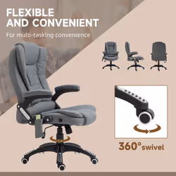 Vinsetto Office Chair with Heating Massage Points, Relaxing Reclining, Grey - Additional view 6
