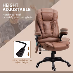 Vinsetto Office Chair w/ Heating Massage Points Relaxing Reclining Brown - Additional view 4