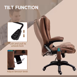 Vinsetto Office Chair w/ Heating Massage Points Relaxing Reclining Brown - Additional view 5