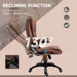 Vinsetto Office Chair w/ Heating Massage Points Relaxing Reclining Brown - Additional view 6