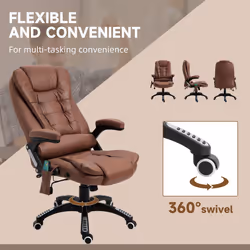Vinsetto Office Chair w/ Heating Massage Points Relaxing Reclining Brown - Additional view 7