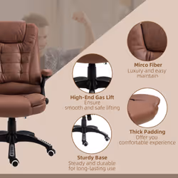Vinsetto Office Chair w/ Heating Massage Points Relaxing Reclining Brown - Additional view 8