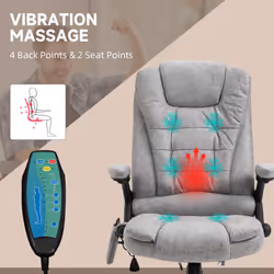 Vinsetto Office Chair w/ Heating Massage Points Relaxing Reclining Grey