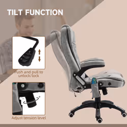 Vinsetto Office Chair w/ Heating Massage Points Relaxing Reclining Grey - Additional view 5