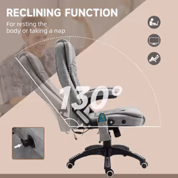 Vinsetto Office Chair w/ Heating Massage Points Relaxing Reclining Grey - Additional view 6