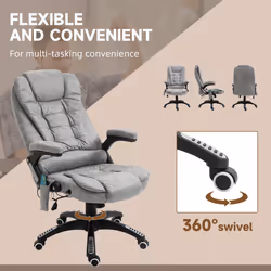 Vinsetto Office Chair w/ Heating Massage Points Relaxing Reclining Grey - Additional view 7
