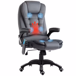 Vinsetto Office Chair w/ Heating Massage Points Relaxing Reclining Grey