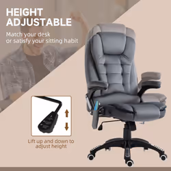 Vinsetto Office Chair w/ Heating Massage Points Relaxing Reclining Grey - Additional view 4