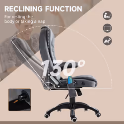 Vinsetto Office Chair w/ Heating Massage Points Relaxing Reclining Grey - Additional view 6