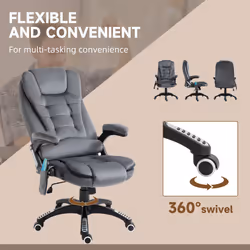 Vinsetto Office Chair w/ Heating Massage Points Relaxing Reclining Grey - Additional view 7