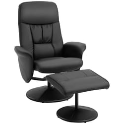 HOMCOM PU Leather 2 Pcs Reclining Armchair Ottoman 360 Swivel Black
