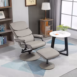 HOMCOM Faux Leather Recliner Chair Ottoman Swivel Lounge w/ Footstool
