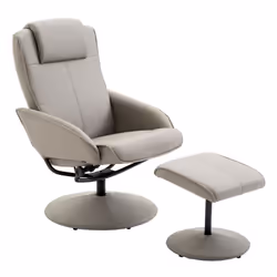 HOMCOM Adjustable Recliner Swivel Leather Armchair 360 Rotatable W/ Footrest