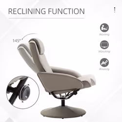HOMCOM Adjustable Recliner Swivel Leather Armchair 360 Rotatable W/ Footrest
