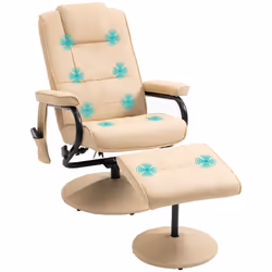HOMCOM Massage Recliner Chair Cushioned Ottoman 10 Point Vibration Cream - Additional view 7