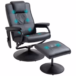 HOMCOM Massage Recliner Chair Cushioned Ottoman 10 Point Vibration Black - Additional view 7
