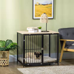 PawHut Dog Crate Furniture w/ Soft Cushion, for Indoor Use, Small, Medium Dogs
