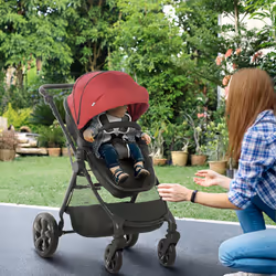 HOMCOM 2 in 1 Pushchair Stroller w/ Reversible Seat Single Hand Foldable Red