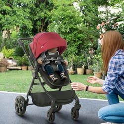 HOMCOM 2 in 1 Pushchair Stroller w/ Reversible Seat Single Hand Foldable Red