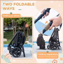 HOMCOM 2 in 1 Pushchair Stroller w/ Reversible Seat Single Hand Foldable Black