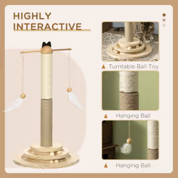 PawHut Cat Tower w/ Turntable Toy Ball, Jute and Sisal Scratching Post