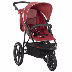 HOMCOM Foldable Three-Wheeler Baby Stroller w/ Sun Canopy, Storage - Red